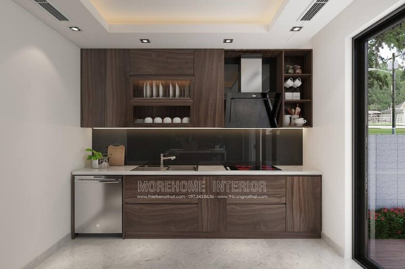 Đá ốp bếp nhân tạo màu trắng đẹp, bền cho không gian phòng khách hiện đại. Đá ốp bếp