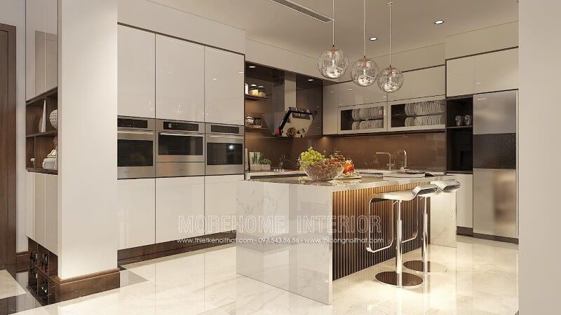 Tủ bếp hiện đại tại Hải Phòng được thiết kế đẹp ấn tượng.