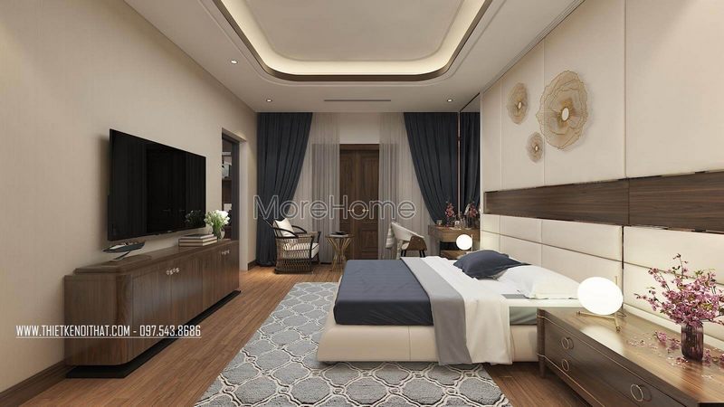 Mẫu kệ tủ tivi gỗ tự nhiên cho phòng ngủ sang trọng, hiện đại