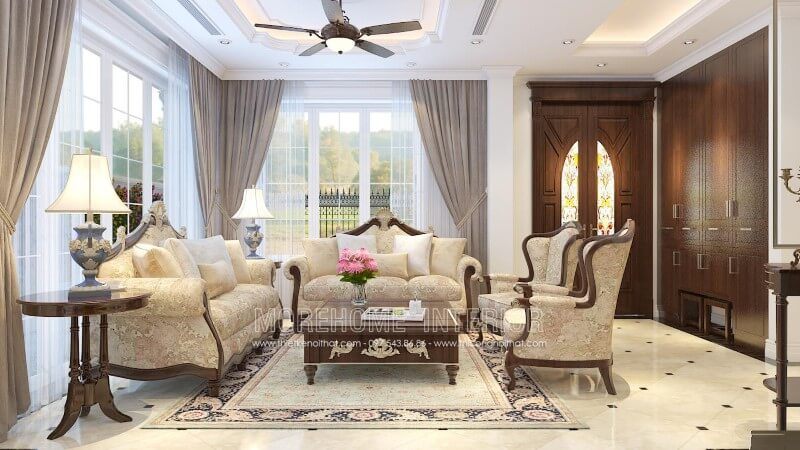 Những ai yêu thích nét đẹp cổ xưa thì không nên bỏ qua mẫu thiết kế Sofa tân cổ điển này