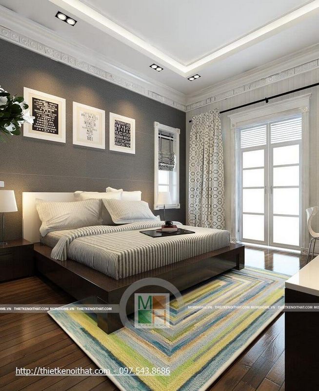 Bộ tranh canvas treo tường cung cấp cho phòng ngủ một không gian ấn tượng.